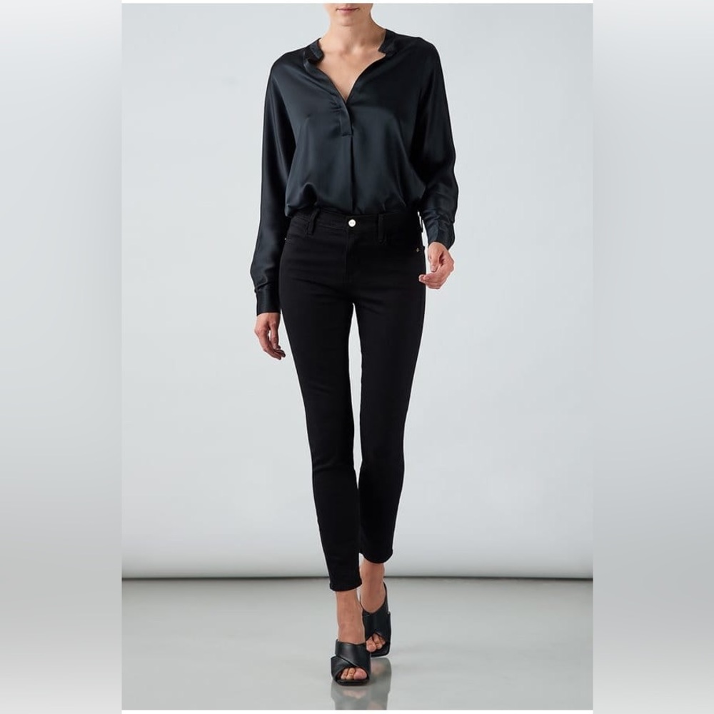 FRAME le high skinny black velvet jeans 25